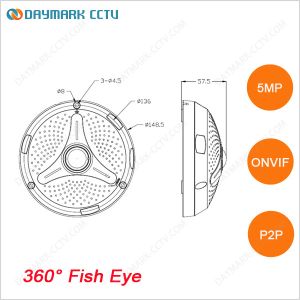 Digital PTZ Free CMS 360 degree Panoramic IP 5MP CCTV Camera