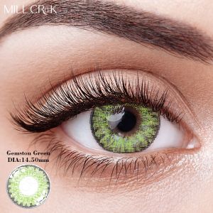 Comfortable Reusable Iris Green Contacts Coloured Lenses With Power