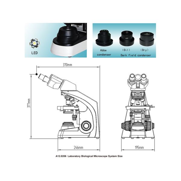 Binocular Infinity laboratory biological microscope A12.0206-B1 3W LED 1000X