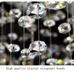 Long Staircase Crystal Chandelier LED Modern Lamp Luxury Spiral Hanging Light(WH