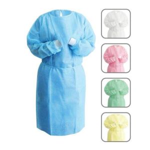 China Colored Disposable Patient Gowns Dental Clinic With Adjustable Waist Ties on sale