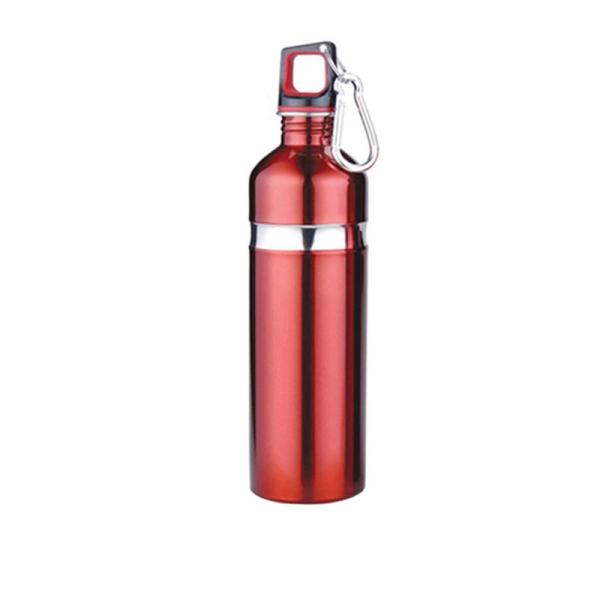 750ml Single wall SS colorful sports bottle ring with groove with carabiner