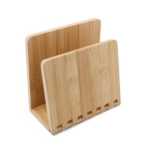 Bamboo Napkin Holder Adjustable Wood Storage Rack for Dining Room Picnic Kitchen