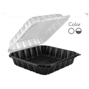 PP Hinged Lid Clamshell Container Microwavable 5.8”x6.2”x3”