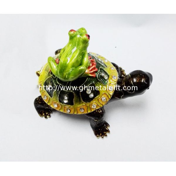 Fashion enamelled metal turtle jewelry box with turtle trinket box