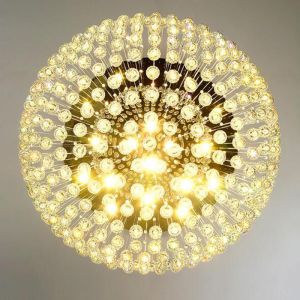 Modern K9 Large LED SphericLiving Room Crystal Chandeliers Round Large