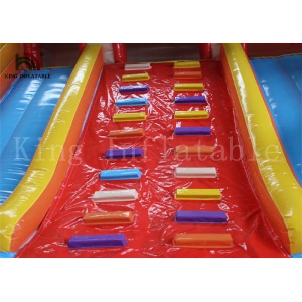 Colorful Clown 0.55mm PVC Inflatable Commercial Bounce Houses With Slide For Kids