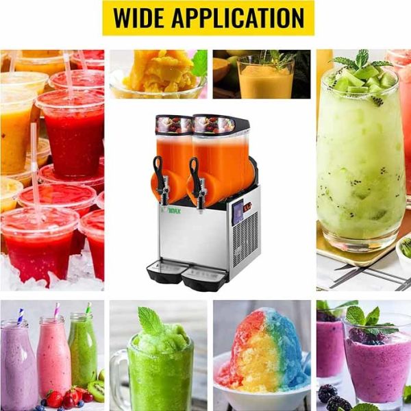 110V Commercial Slushy Machine 2x6L Soft Ice Cream Maker 1300W LED Display