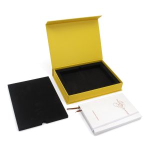 Customized Luxury Rigid Magnetic Notebook Gift Box Packaging With EVA Foam