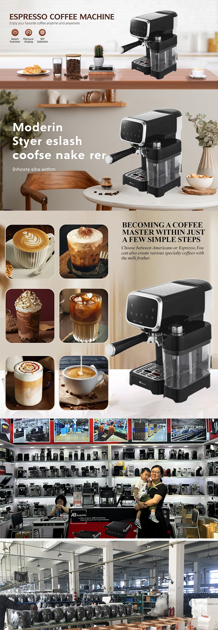 Espresso Machine 20 Bar Multifunctional Latte Cappuccino Flat White