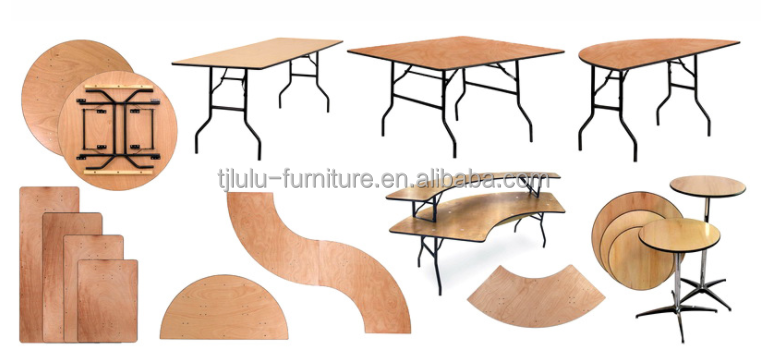 Outdoor Rectangular Solid Wood Banquet Wedding Hotel Folding Dining Tables in Modern Design for Weddings and Hotels