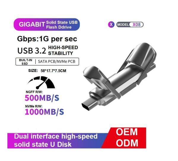 Quality                    ODM Portable Type-C Solid State Disks Sk USB 3.2 Flash Drive Provides a Read Speed of up to 550MB/S and a Write Speed of 1000MB/S 256GB SATA and Nvme              for sale