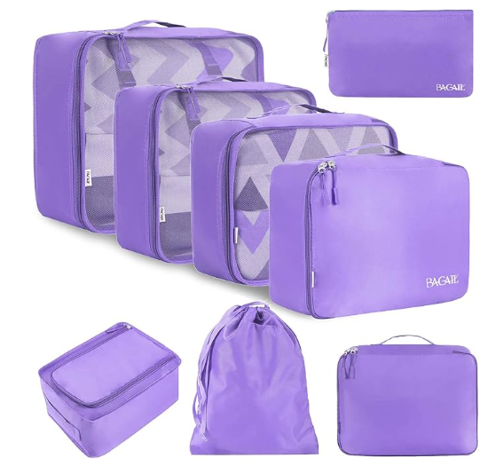 BAGAIL 8 Set Packing Cubes Luggage Packing Organizers for Travel Accessories-Cream