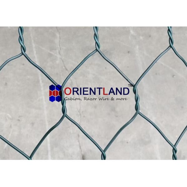 Dark Green Pvc Coated Hexagonal 2.7mm Mesh Gabion Baskets For Retaining Walls