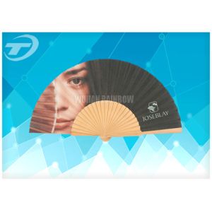 Wooden Folding Hand Fans with Full Color Printed Fabric Heat Transfer printed
