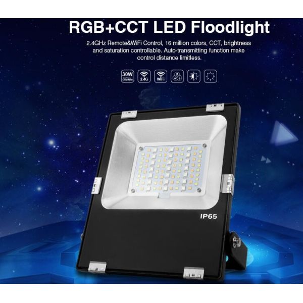 Quality Milight Wifi IP65 30W RGB+CCT LED Floodlight 2.4G RGB and Dual white CCT change 3000k 6000k LED light with IOS APP for sale
