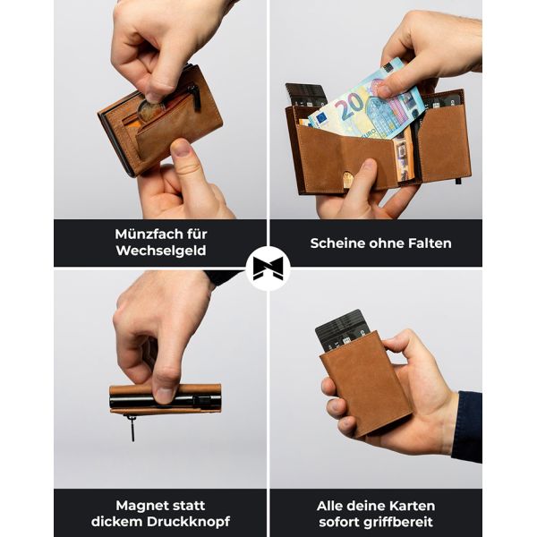 First Layer Crazy Horse Genuine Leather Men's Wallet Short Retro Card Box Cowhide Wallet