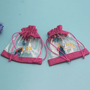 Christmas Gift Screen Printing Logo Recycled Jute Drawstring Bag