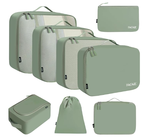 BAGAIL 8 Set Packing Cubes Luggage Packing Organizers for Travel Accessories-Cream