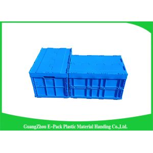 Blue Collapsible Plastic Containers with Attached Lids / Stackable plastic