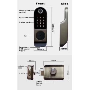 Smart Lock RFID Lock Black color with 1000 User Capacity and Dual Circuit System