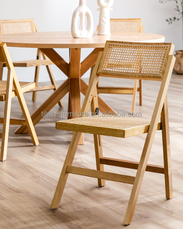 Modern Wood Chair Natural Rattan Solid Wood Folding Chair For Events With And Mail Packing Y