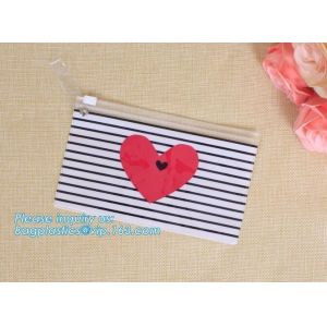 Biodegradable custom fashion clear PVC cosmetic pouch bag with liquid glitters