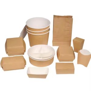 Kraft Paper Custom Fast Food Takeaway Box Accepting Customer's Logo for Burgers