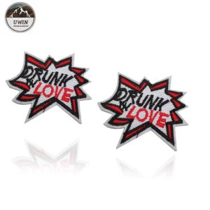 Iron On Backing Embroidered Sports Patches With Heat Cut / Merrowed Border