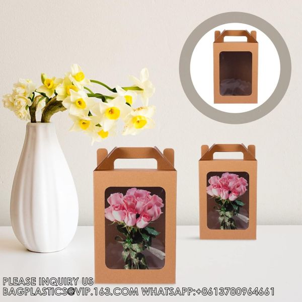 Window Box Gift Wrapping Bags Small Cake Boxes Bakery Bags With Standing Cookie Bag Flower Packaging Bag Bakery Box