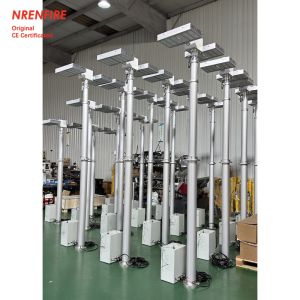6m pneumatic telescoping move light mast tower for fire truck-pan tilt unit