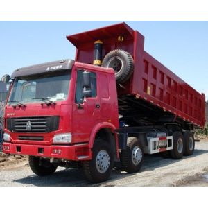 Howo A7 diesel tipper dump truck A7W cabin with 12R20 tires red color and heavy