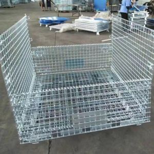 Foldable Heavy Duty Galvanized Collapsible Wire Mesh Containers With Caster