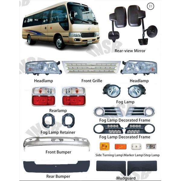 Coaster Bus Spare Parts headlamp Tail Lamp Fog Lamp Grille Bumper Rearview