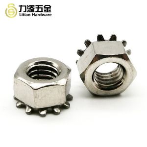 SS304 Metal Self Locking Nut M3 Hexagon Toothed Polished Tempered
