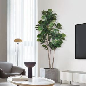 Artificial Ficus Microcarpa 6 Ft Indoor Pot Faux Fiddle Leaf Fig Tree For Indoor