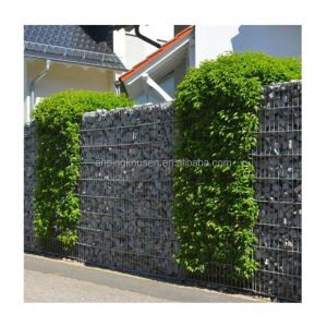 Gabion Wall Construction with PVC Coated Gabion Wire Mesh Baskets Aperture 100