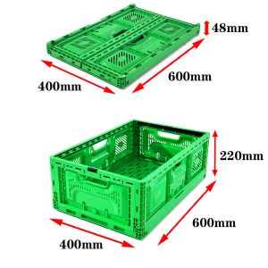 570x370x210mm Small Folding Plastic Fruit Crates Collapsible Agriculture