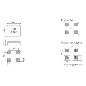 SJK-7U 8MHz SMD3225 Quartz Crystal Unit High Precision And Stability Appication