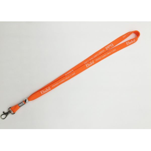 Quality durable orange  stylish custom tuber polyester lanyard with metal hook for sale