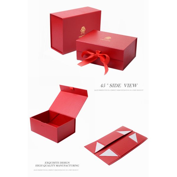 Varnishing Red Magnetic Cardboard Gift Boxes / Magnetic Box Packaging