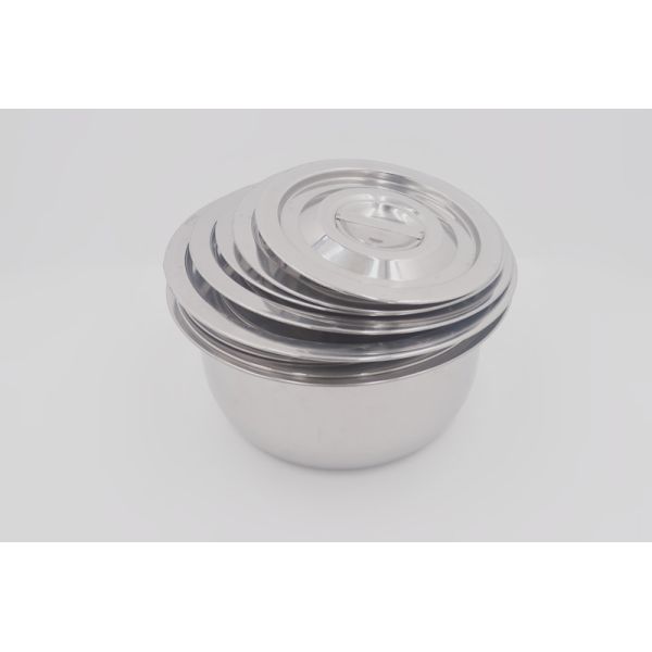 10pcs Cooking Stock Pot Multi Size Round Metal Steel Basin With Lid