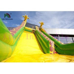 Green / Yellow Giraffe PVC Inflatable Dry Slide Customize Slide For Outdoor