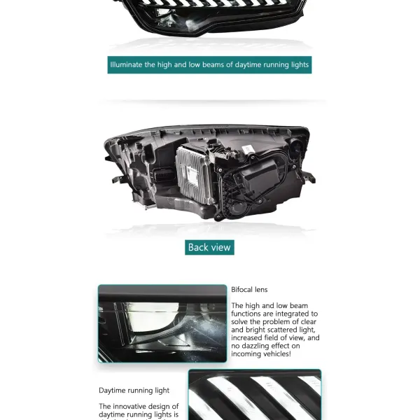 LED Headlight For Audi A7 2011-2018 Modified RS7 Head Front Light Laser Lens Lamp Car Accessories