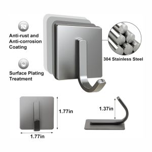Stable and Durable Adhesive Hooks Stainless Steel Wall Hooks Stick on Hooks