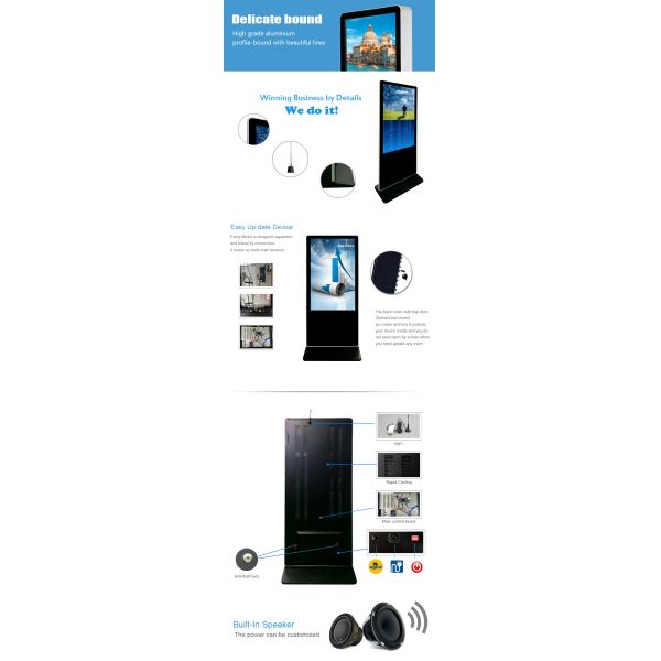 Usb Sd Card Auto Play Digital Signage Kiosk Built In NAND Flash Memory 8GB