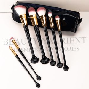 China Antibacterial Face Makeup Brush Set 7piece With Fishtail Plastic Handle on sale