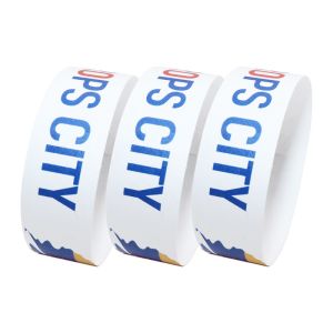 Barcoding Tyvek Paper Wristbands Custom Logo Printing Tear Resistant