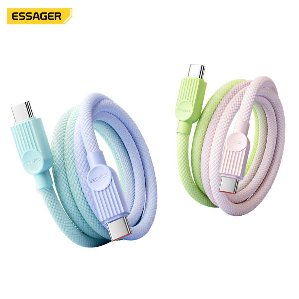 Quality ESSAGER ES-X73 3A PD 60W Type C Fast Charging Data Cable, 1M 2M Colorful Braided Cables for sale