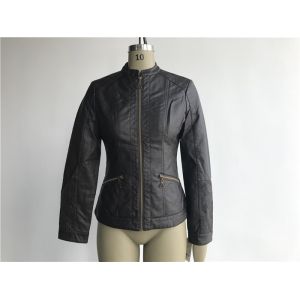 Buy cheap Chocolate Womens Pu Leather Coat Pleather Jacket With Embroidery / Ingot Tw75839 from wholesalers